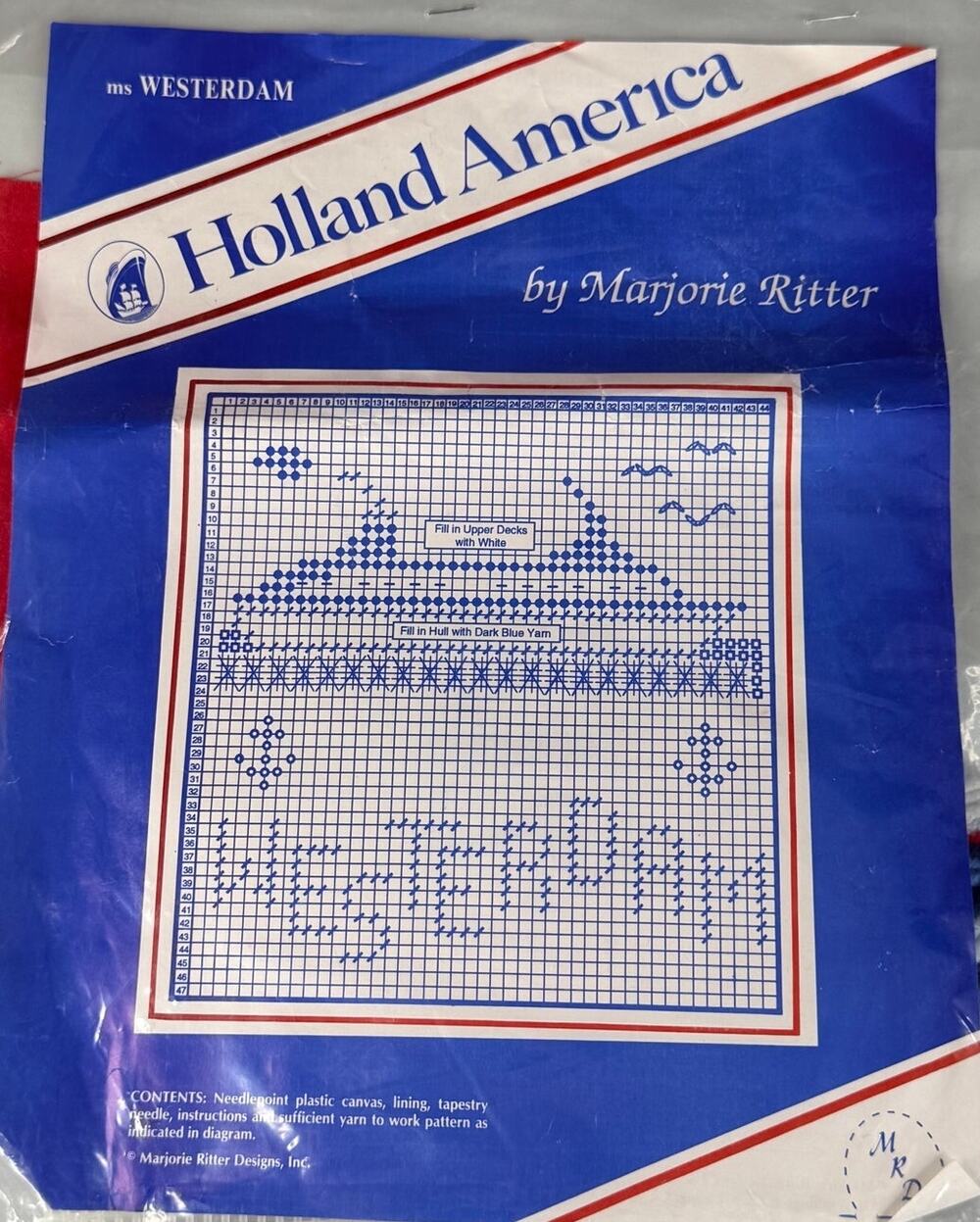 Vintage Holland America MS Westerdam Cruise Ship Needlepoint Eyeglass Case Kit